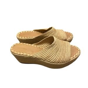 Carrie Forbes Raffia Straw Wedge Sandals 10 EU 40 Natural Tan Platform Karim